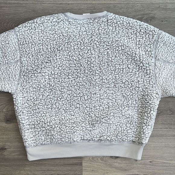 Victorias Secret PINK Sherpa Sweater Small Oversized Light Gray Cozy Loungewear - Picture 9 of 12